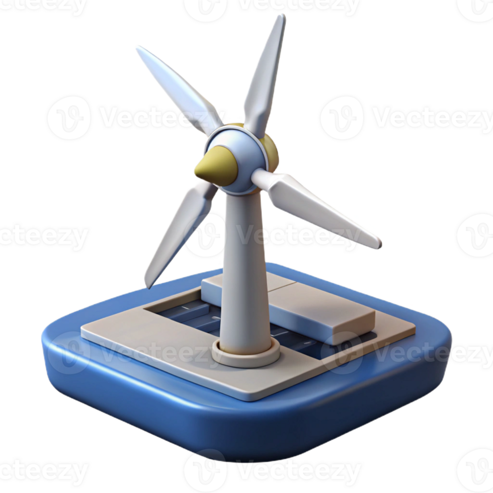 dramatic rustic A floating wind turbine platform with sleek aerodynamic design, generating clean energy high quality png