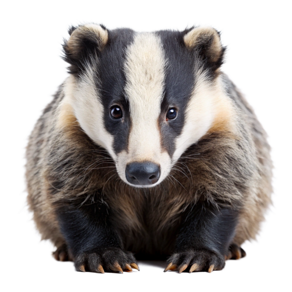 Closeup of an adorable European badger facing the camera png