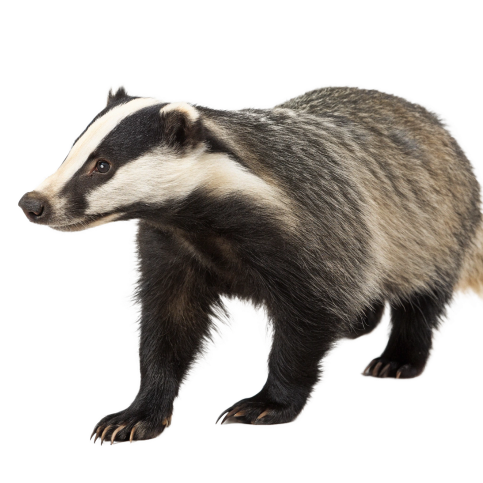 A Stunning Closeup of a European Badger in Profile View Against a Black Background png