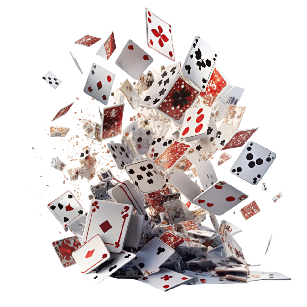 An Explosion of Playing Cards in MidAir A Stunning Visual of Casino Games and Chance png