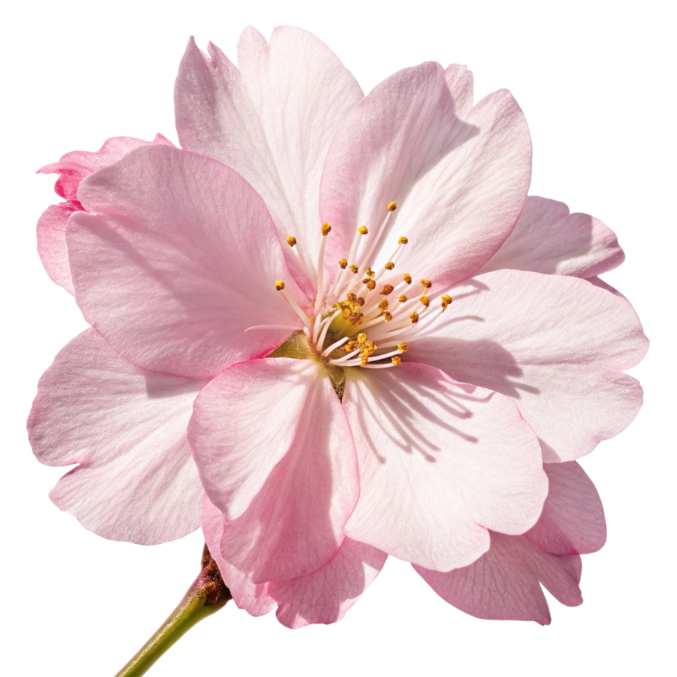 Closeup of a Delicate Pink Cherry Blossom Flower with Visible Petals and Stamens png