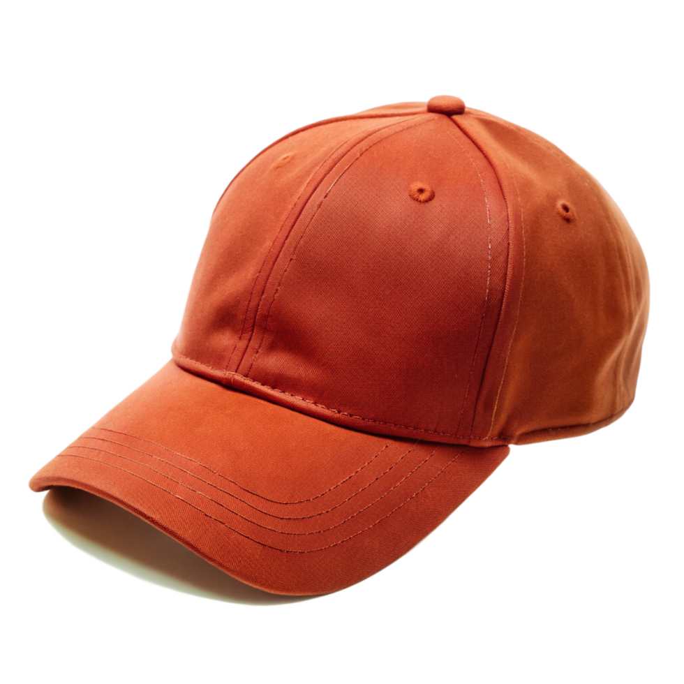 A Stylish Burnt Orange Baseball Cap on a Black Background png