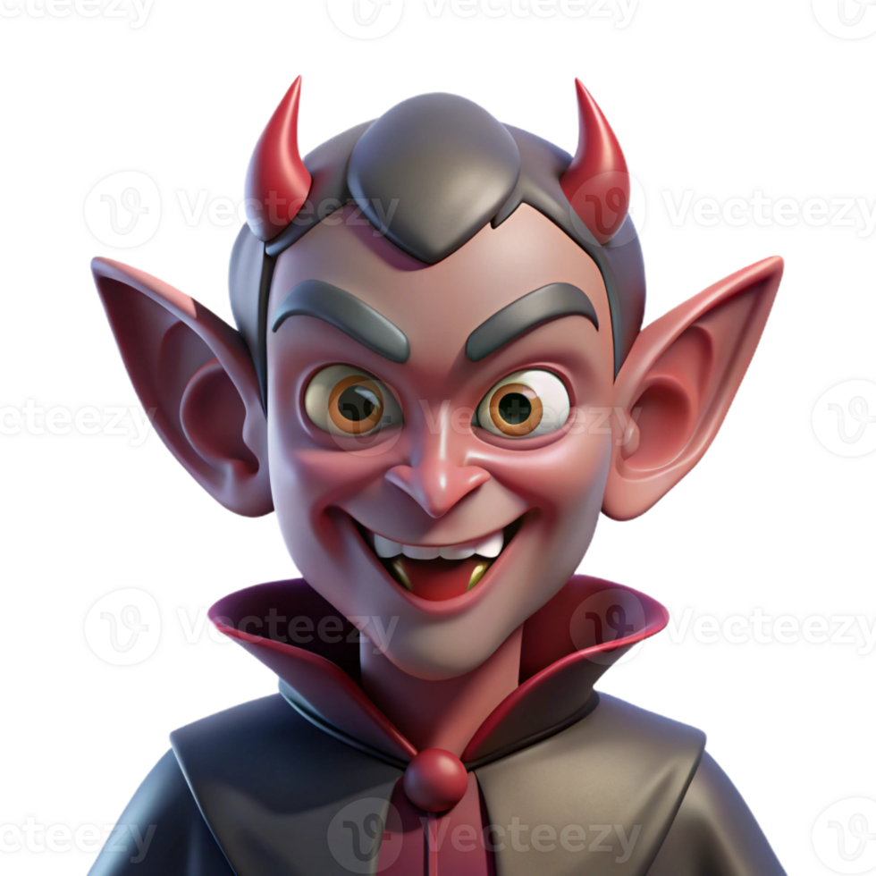 vibrant minimalist A mischievous imp with pointed ears and a wicked grin, dimly lit dungeon, comic book style exclusive png