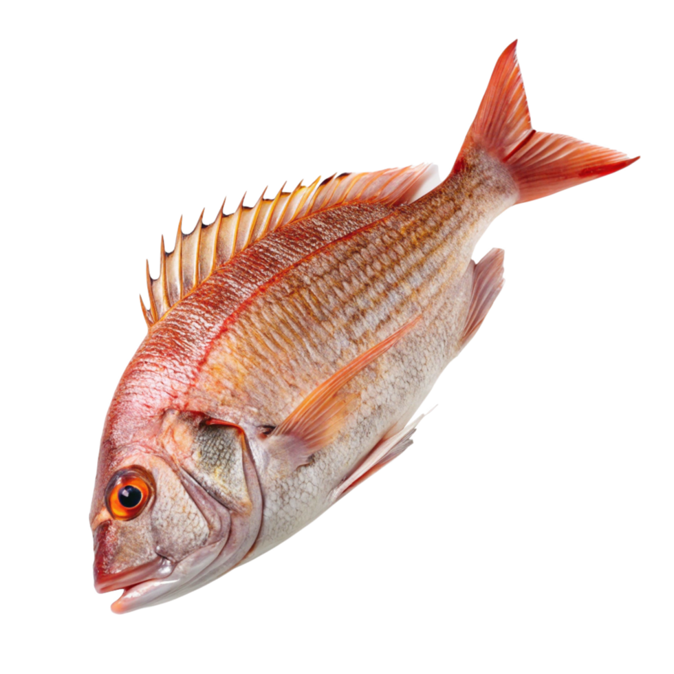 A Stunning View of a Freshly Caught Red Sea Bream Fish on Black Background png