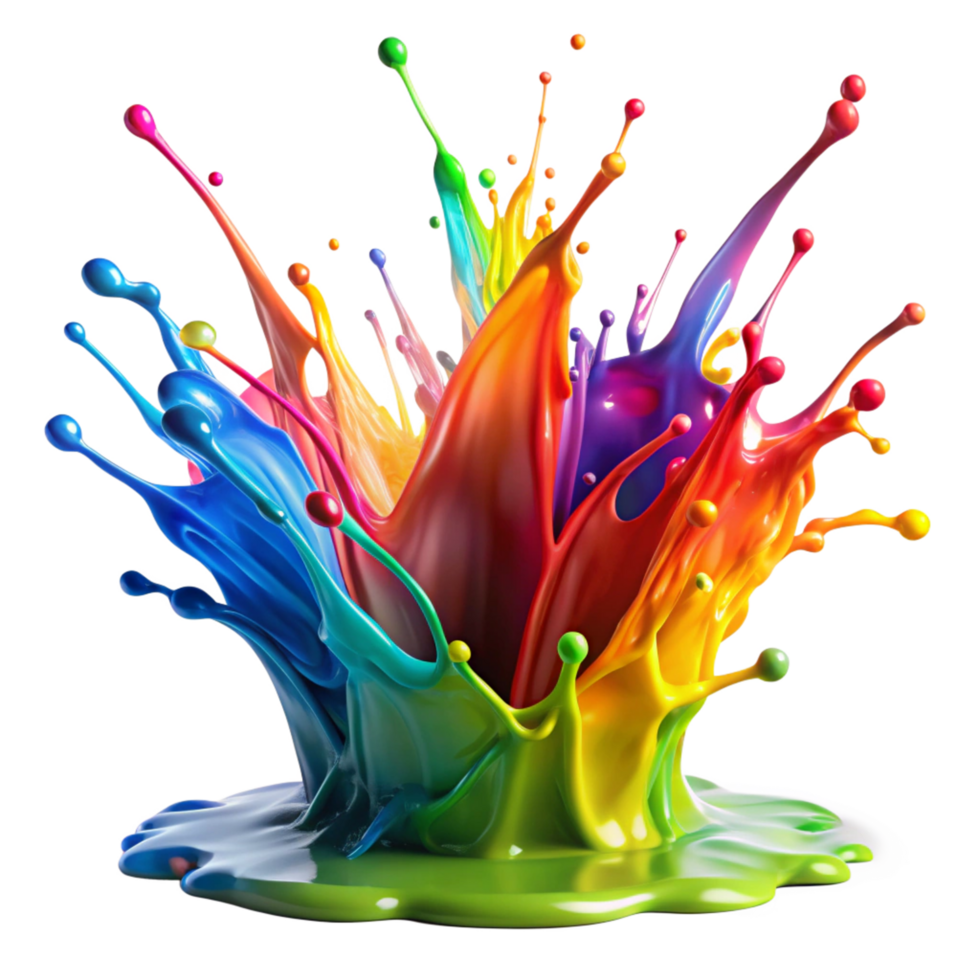 Vibrant Rainbow Colors Paint Splash Explosion Artistic Design png