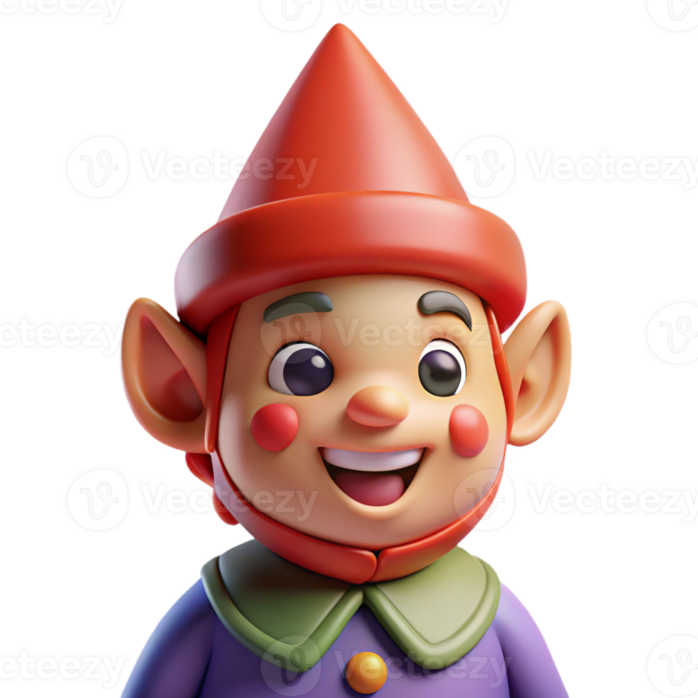 dramatic artistic A playful gnome with a pointed hat and a cheerful smile, bright, cheerful lighting, cartoonish style detailed png