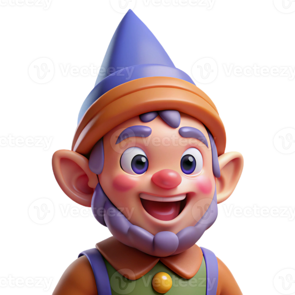 stunning contemporary A playful gnome with a pointed hat and a cheerful smile, bright, cheerful lighting, cartoonish style high quality png
