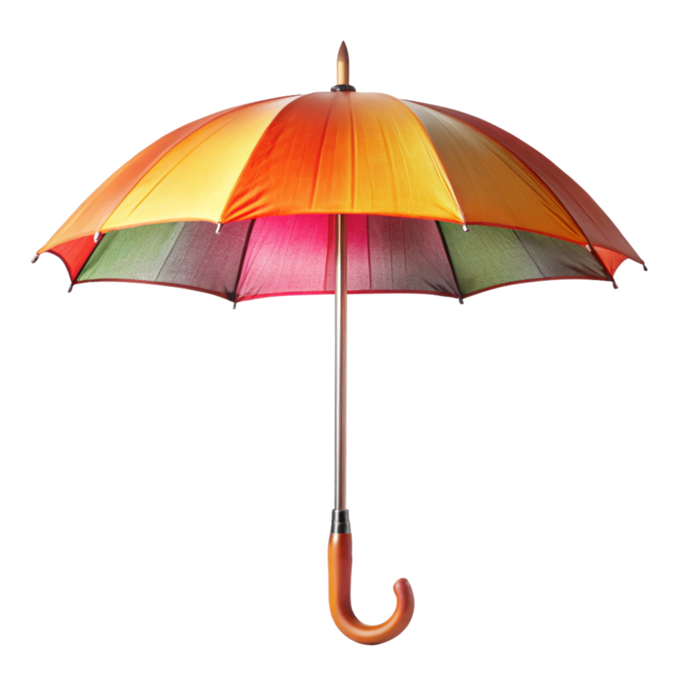 A Colorful Multicolored Striped Umbrella Isolated on Black Background png