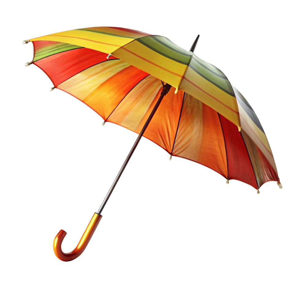 A Colorful Striped Umbrella on a Black Background, A Vivid and Bright Rain Accessory png