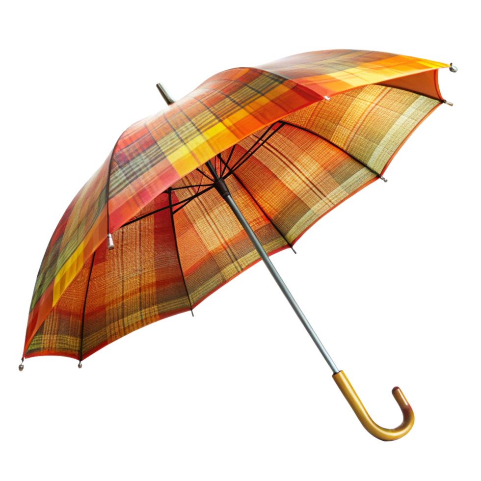 A Colorful Plaid Patterned Umbrella on a Black Background png