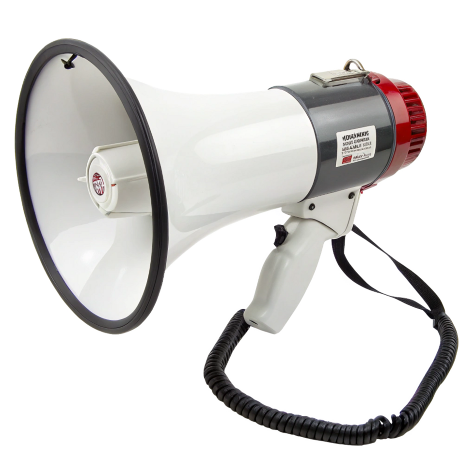 Highpower megaphone with coiled cord and carrying strap a powerful voice amplification device png