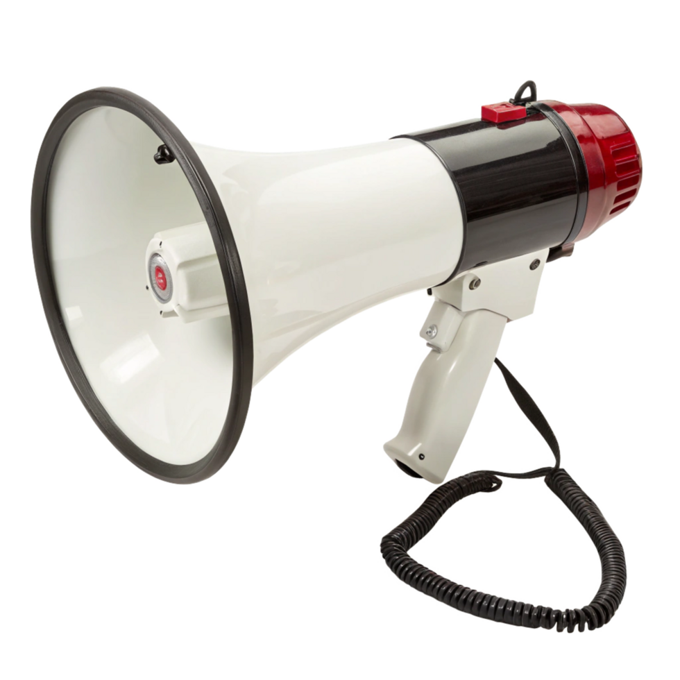 A highquality image of a powerful handheld megaphone with a coiled cord png