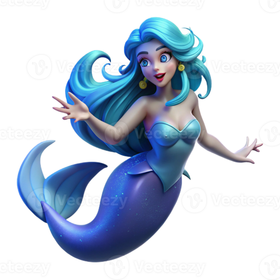 elegant creative A graceful siren with flowing blue hair and a mesmerizing voice, luring sailors to their doom, illuminated by the moonlight. Dark fantasy style 4K png