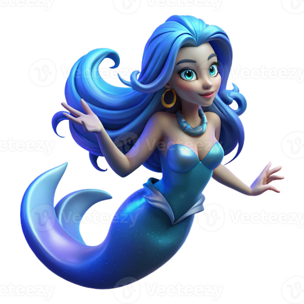 elegant traditional A graceful siren with flowing blue hair and a mesmerizing voice, luring sailors to their doom, illuminated by the moonlight. Dark fantasy style exclusive png