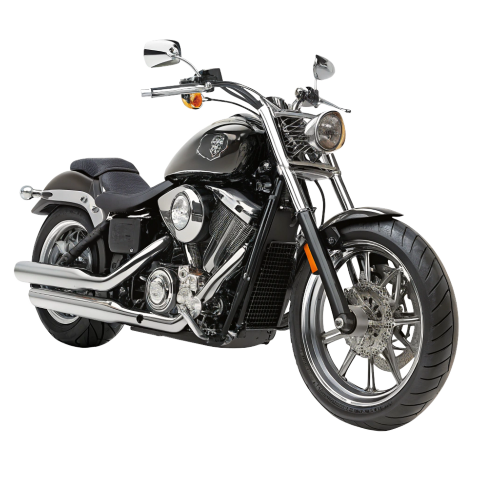 A Stunning Black Victory Motorcycle with Chrome Accents and a Powerful Engine png