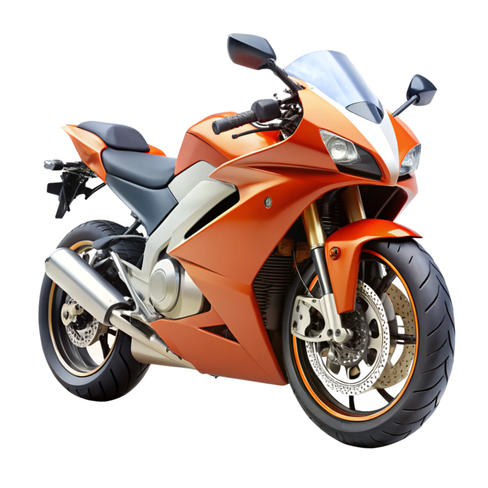 Sleek Orange Sportbike Motorcycle Detailed Closeup View png