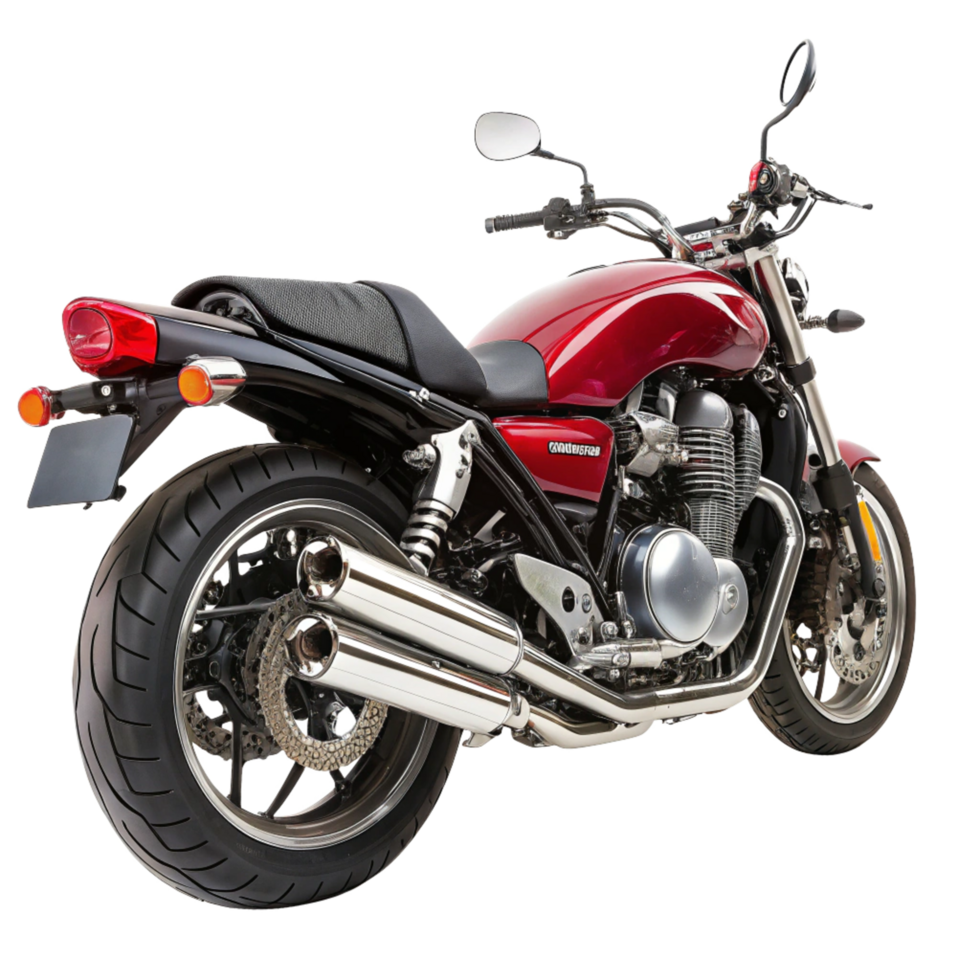 Triumph Bonneville America Motorcycle Rear View Red Shiny Chrome Exhaust png