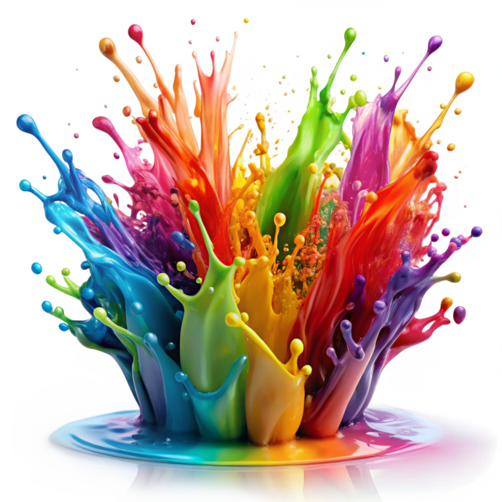 Vibrant Rainbow Paint Explosion Colorful Splashes Dynamic Artistic Image png