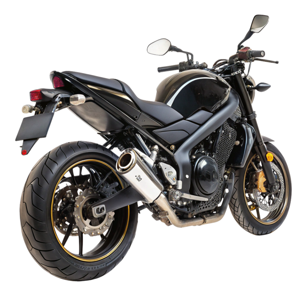 Sleek Black Suzuki Motorcycle Rear View Detailed Shot png