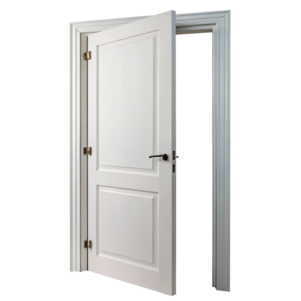 White Interior Door Ajar Showing Craftsmanship and Design Details png