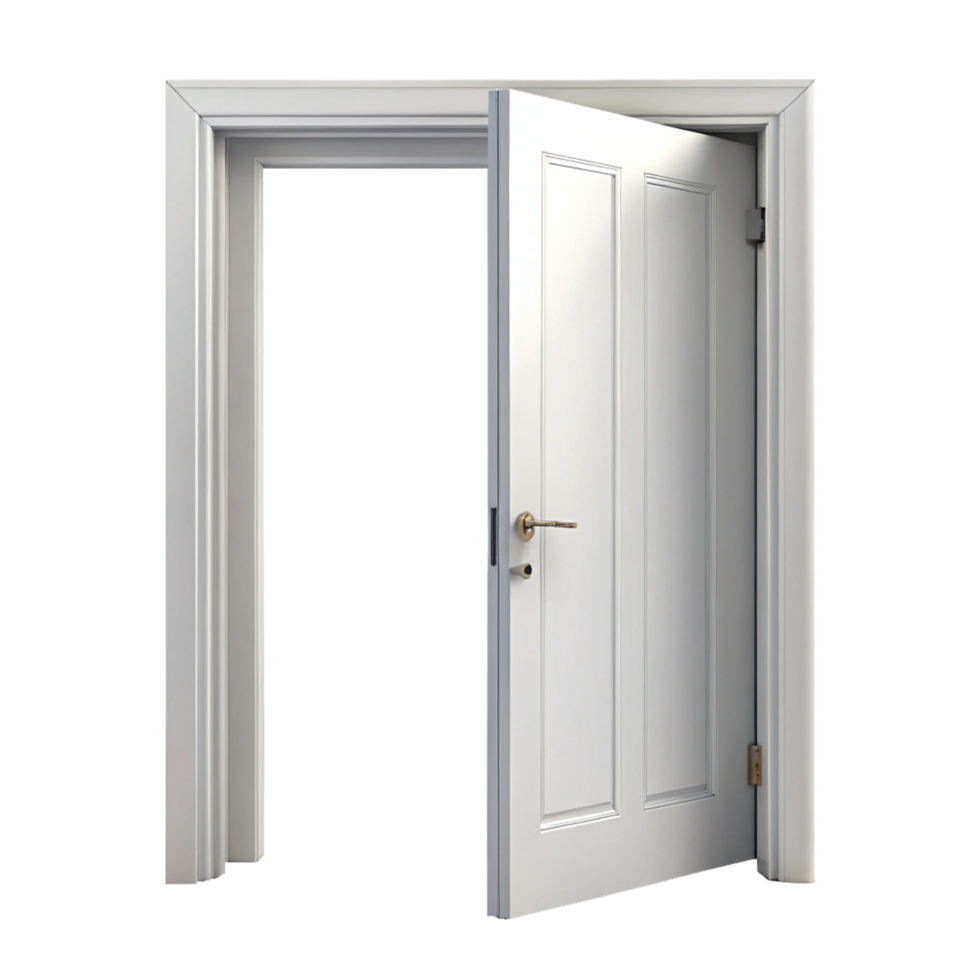 White interior door opened slightly revealing a dark empty space beyond png