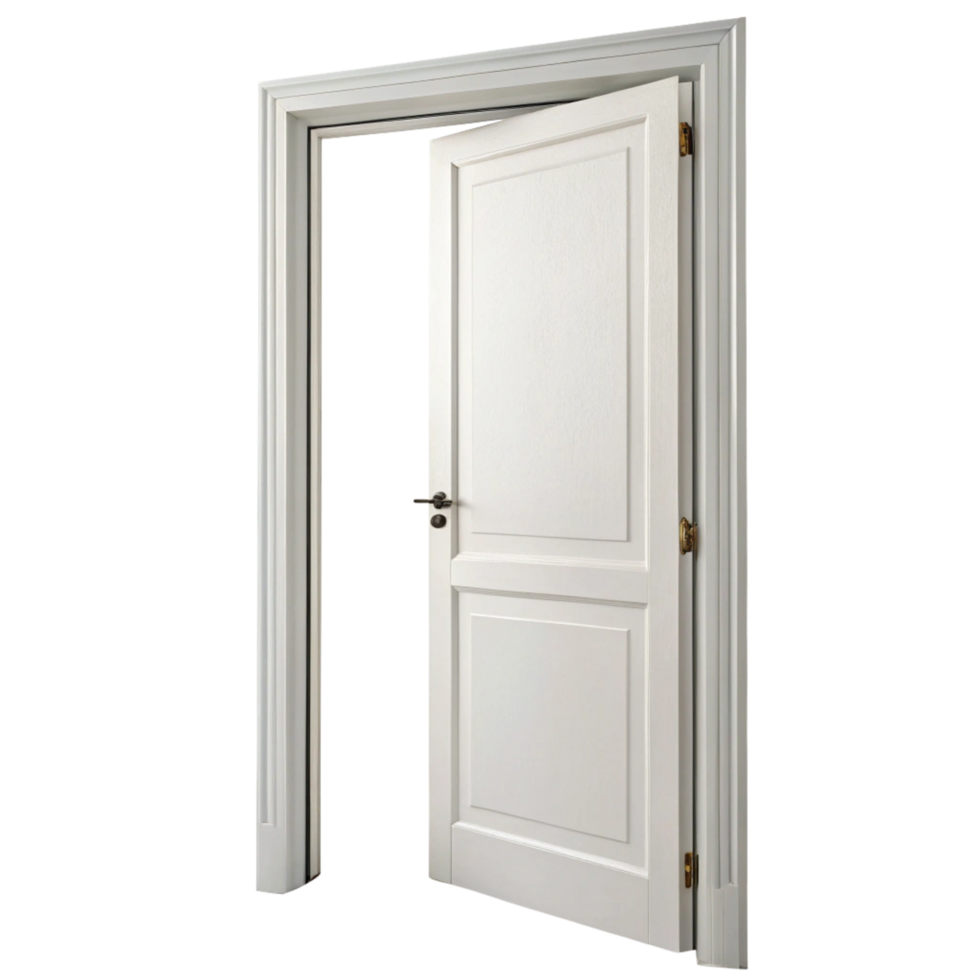 Elegant White Interior Door Ajar Showing Intricate Details and Craftsmanship png