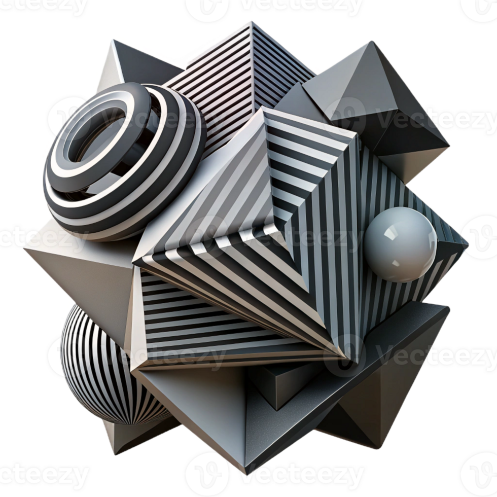 extraordinary traditional A complex, layered composition of geometric shapes and lines in contrasting black and white, with a sharp, graphic light, op art style exclusive png