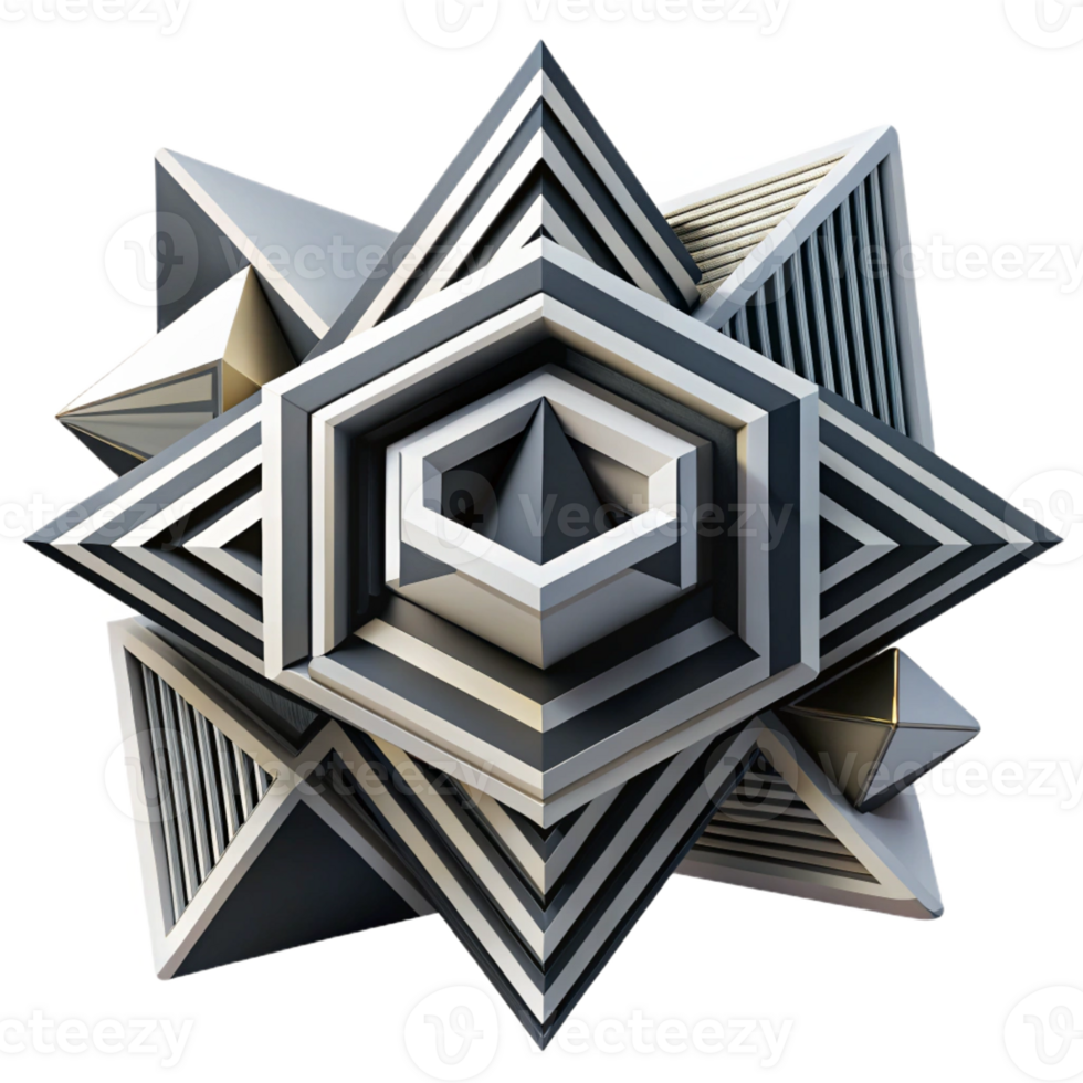 stunning artistic A complex, layered composition of geometric shapes and lines in contrasting black and white, with a sharp, graphic light, op art style exclusive png