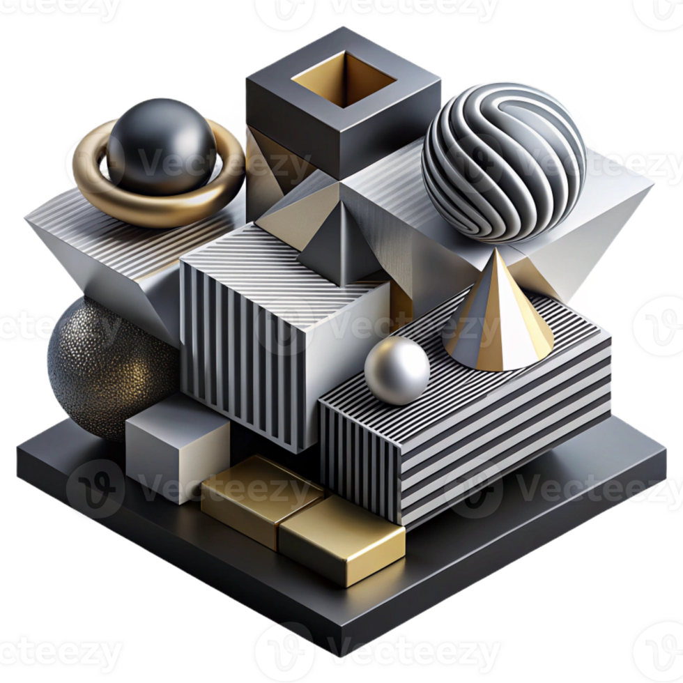 impressive classic A complex, layered composition of geometric shapes and lines in contrasting black and white, with a sharp, graphic light, op art style 4K png