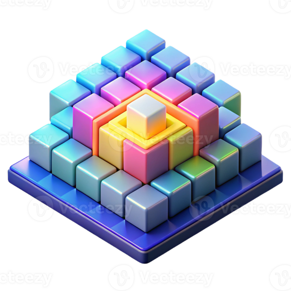 wonderful modern A field of colorful, pixelated squares arranged in a dynamic, abstract pattern, with a bright, digital light, 8-bit style professional png