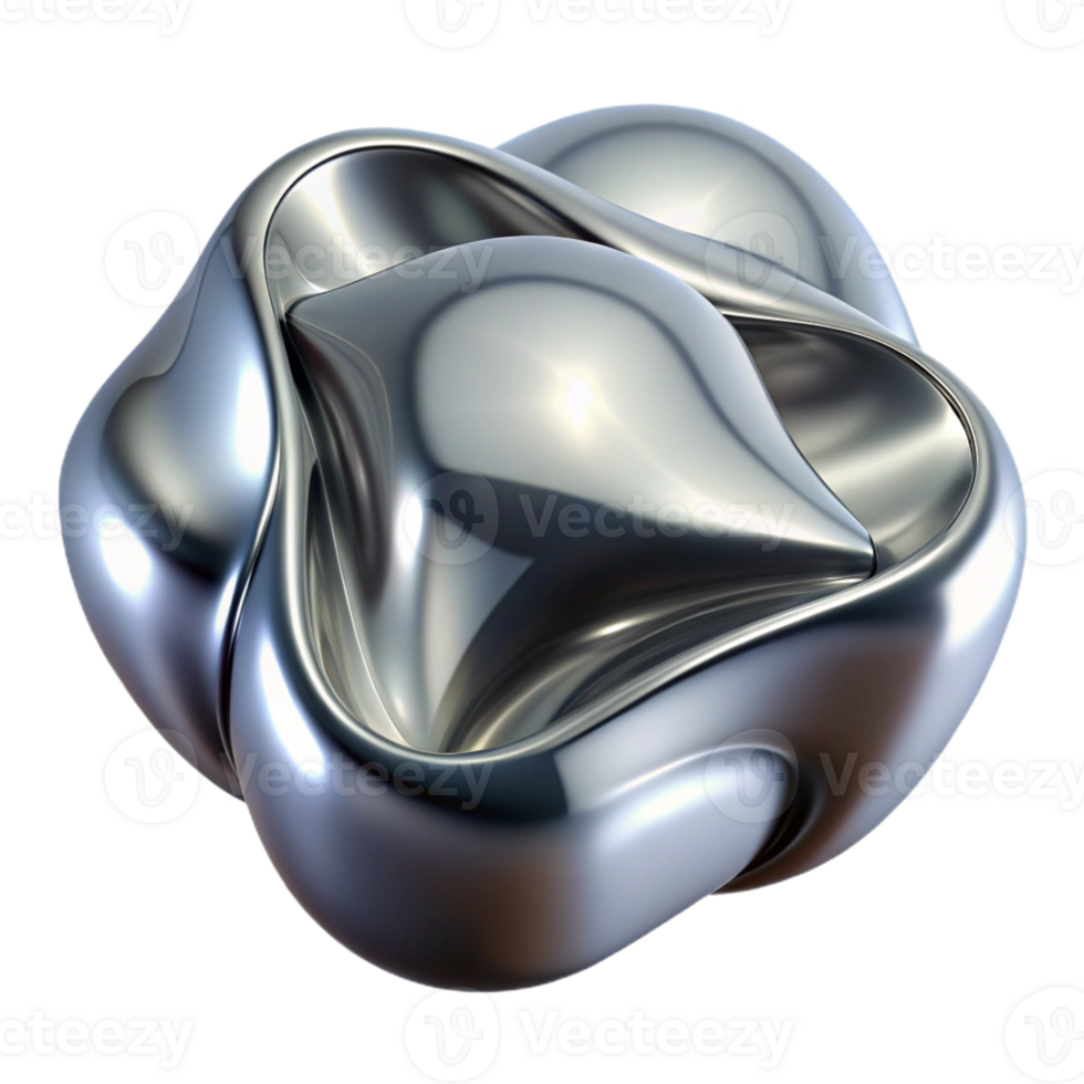 magnificent artistic A flowing, liquid metal form in shades of silver and chrome, with a reflective, mirrored surface, futuristic style high resolution png