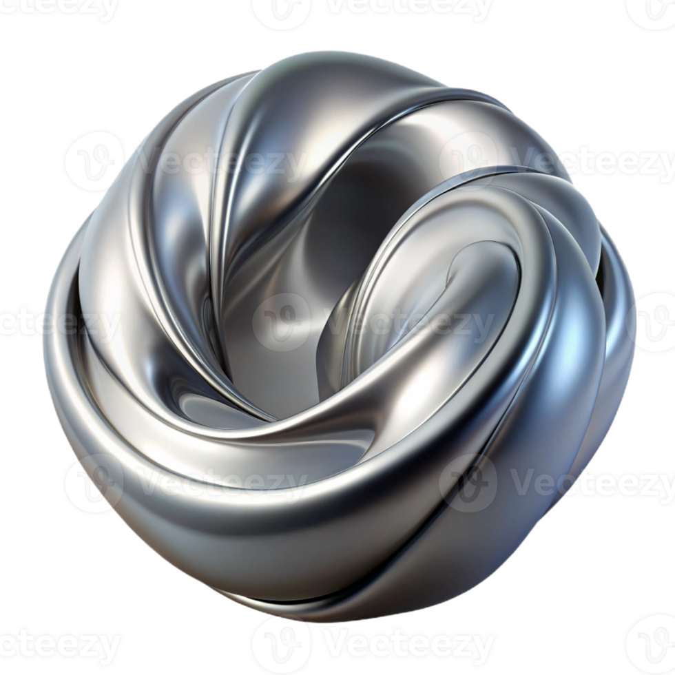 wonderful artistic A flowing, liquid metal form in shades of silver and chrome, with a reflective, mirrored surface, futuristic style original png