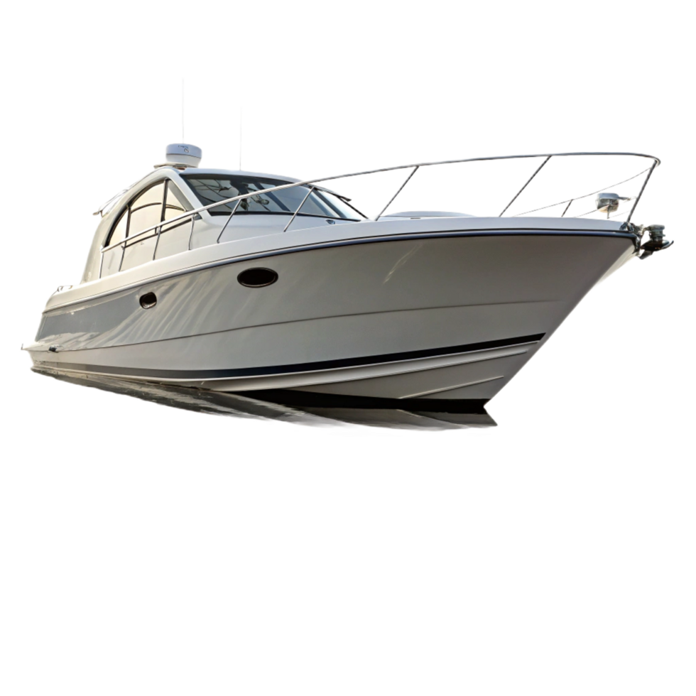 Luxury Motor Yacht at Sunset Elegant Design and Water Reflection png