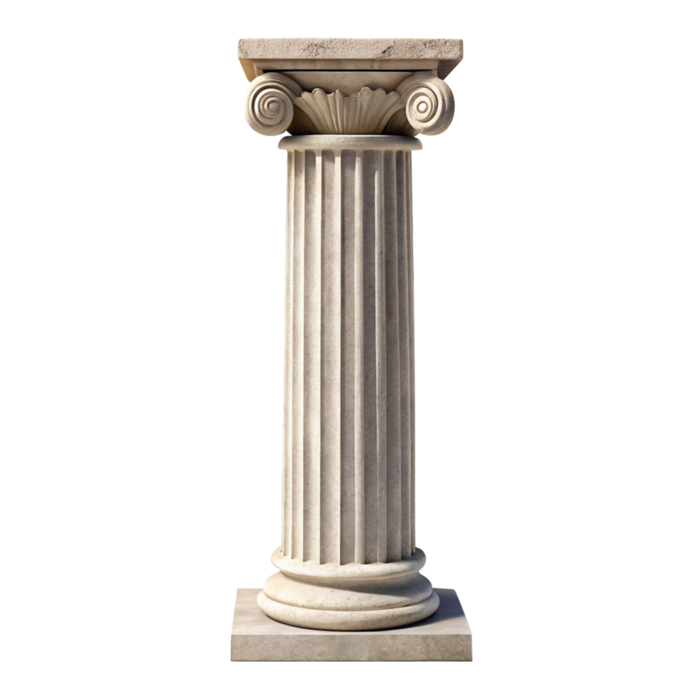 Isolated Image of a Classical Ionic Order Column with Square Plinth and Capital png