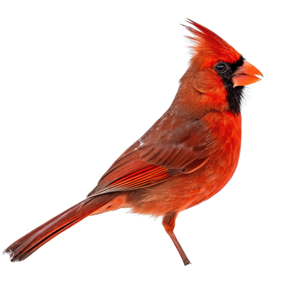 A Stunning Closeup of a Male Northern Cardinal Bird Against a Black Background png