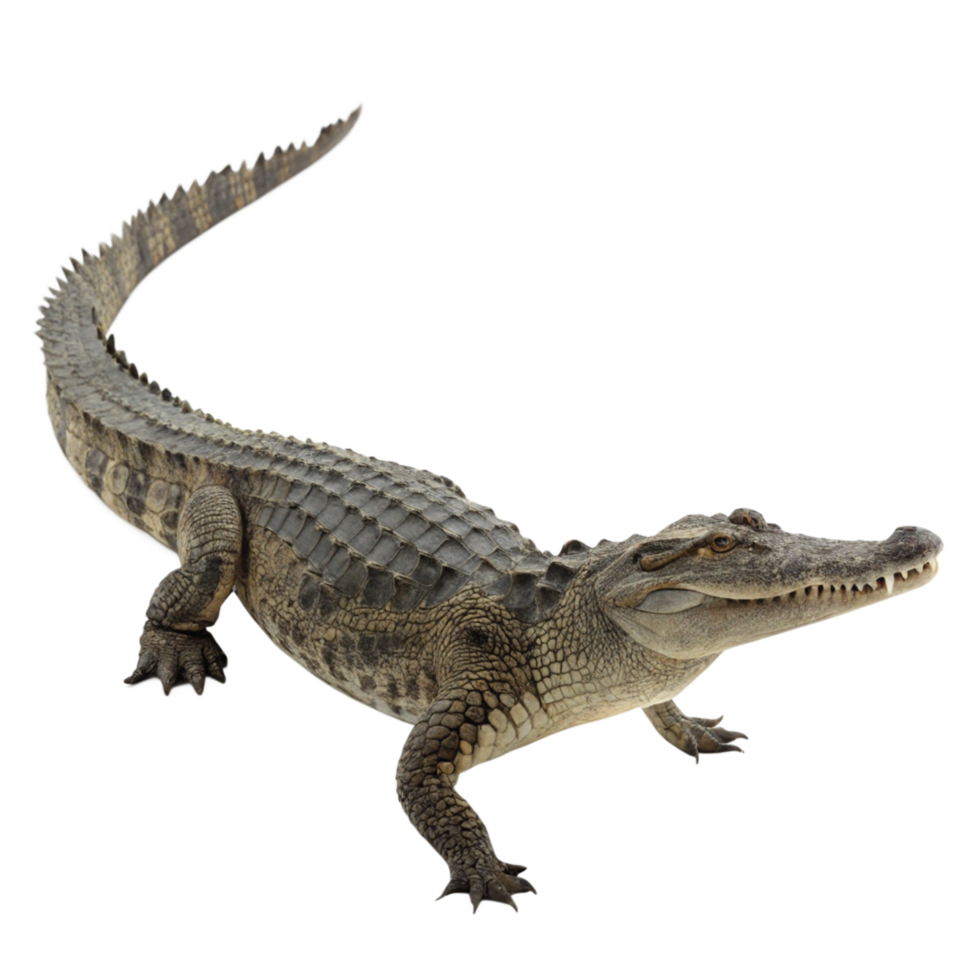 A Young Spectacled Caiman Crawling on Black Background Wildlife Photography png
