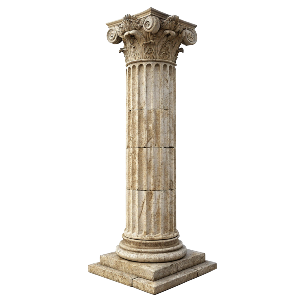 Ancient Greek Ionic Order Column Architectural Element on Square Base png