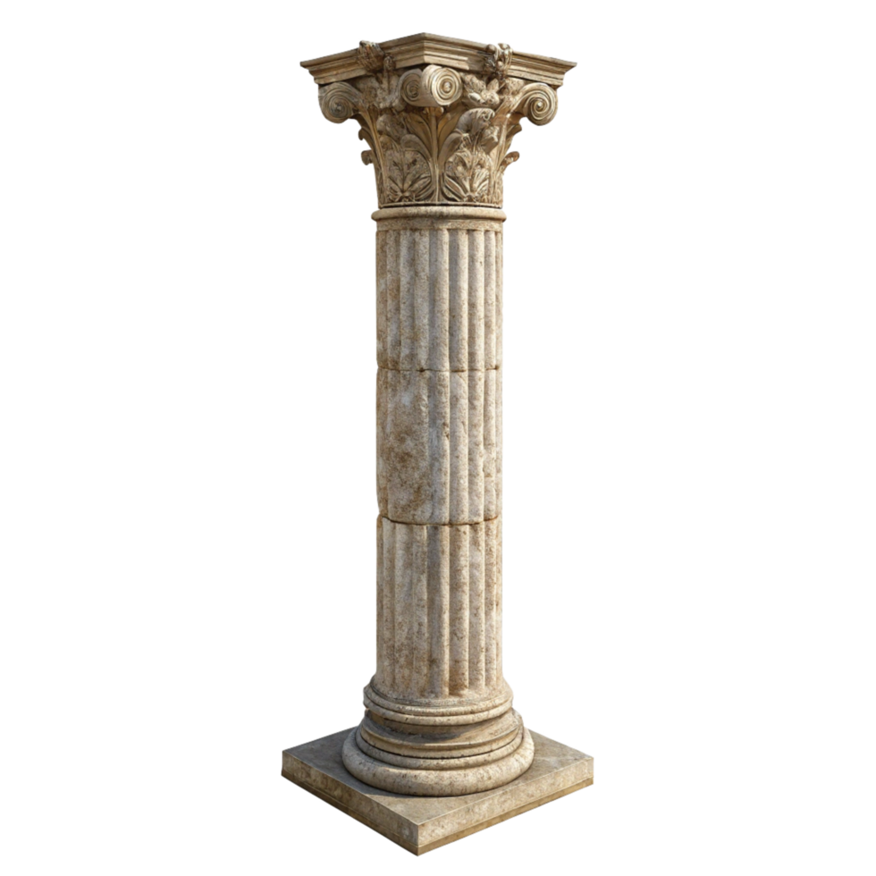 A Stunning 3D Render of an Ancient Greek Ionic Order Column with Intricate Carvings png