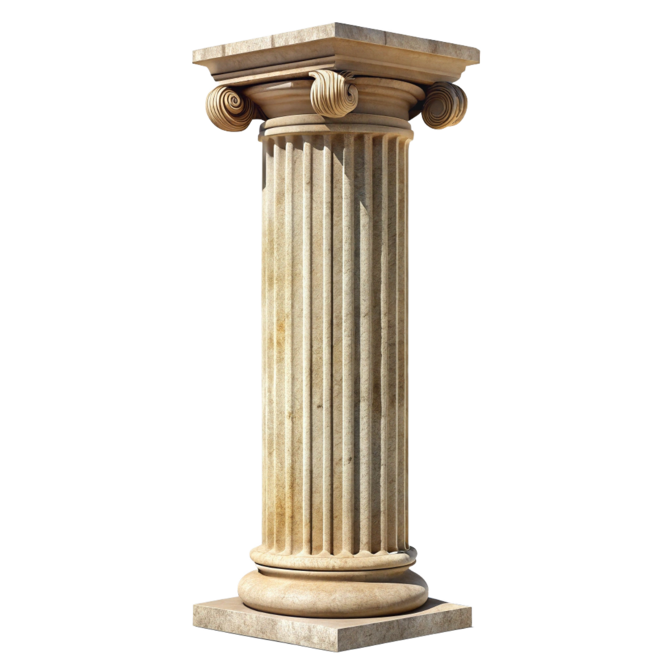 Isolated Image of a Classic Ionic Column with Detailed Architectural Elements png