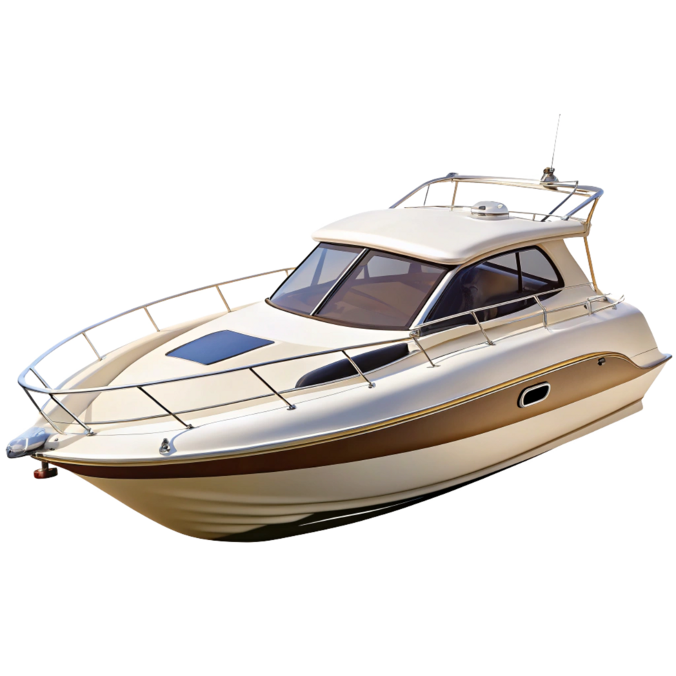 Luxury Cream and Brown Motorboat on Black Background png