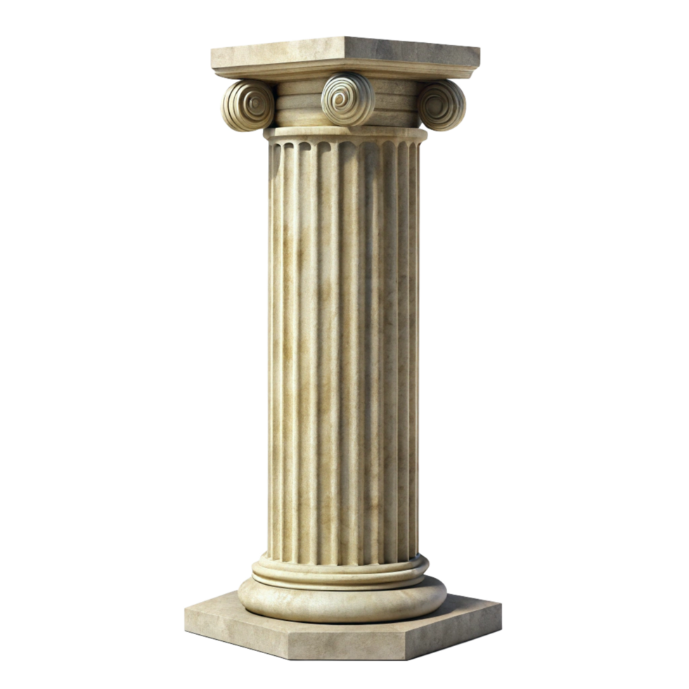 A Classic Fluted Stone Column with an Octagonal Base and Decorative Capital png