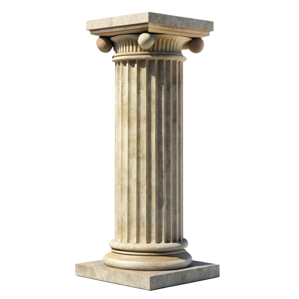 Classical Architecture Column Isolated on Black Background Detailed 3D Render of Elegant Stone Pillar png