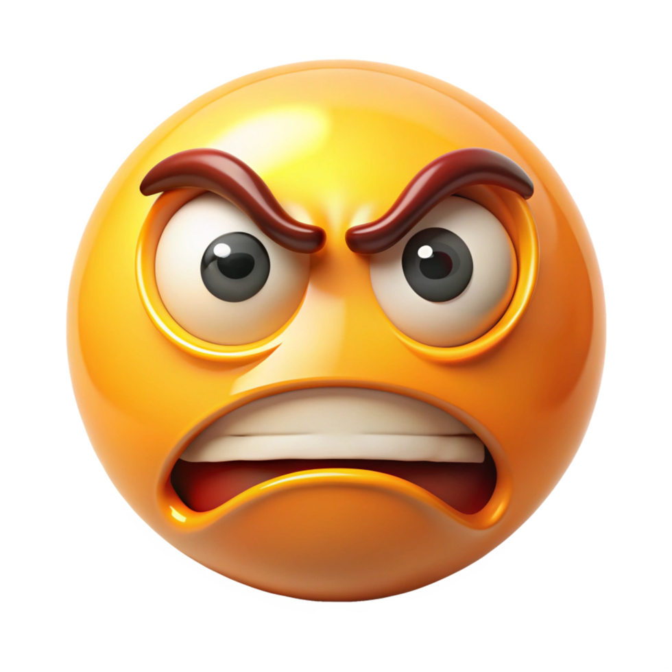 Angry Emoticon 3D Rendering Illustration Graphic Design Image png