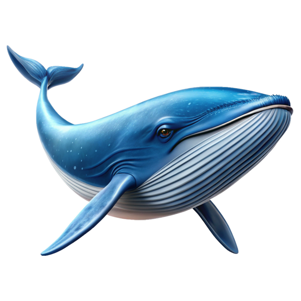 Stunningly Realistic Digital Painting of a Blue Whale Swimming in the Ocean png