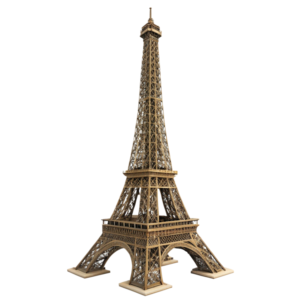 Intricate Wooden Model of the Eiffel Tower Parisian Landmark png