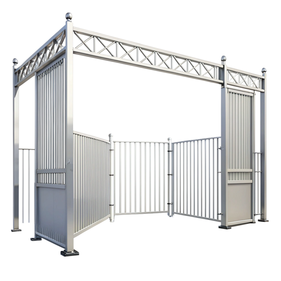 Modern Aluminum Gate and Fence Design with XShaped Top Structure png