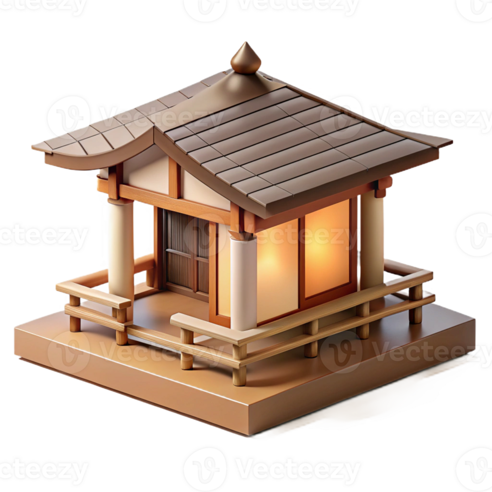 vibrant creative Japanese tea house, minimalist design, natural wood and paper, soft shadows, morning, zen style authentic png