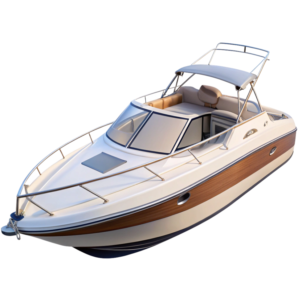 Luxury Motorboat White and Brown Elegant Design for Summer Cruises png