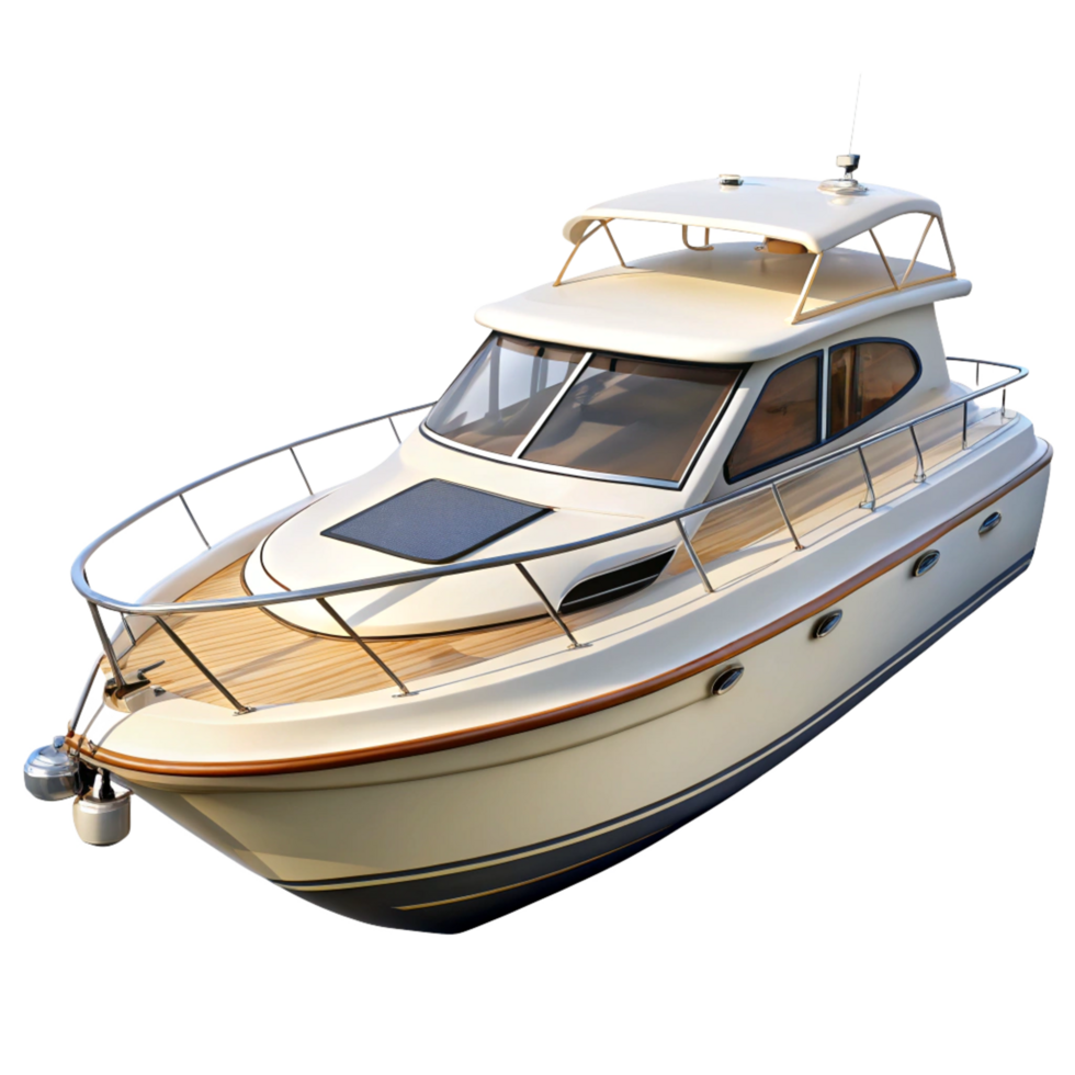 Luxury Cream and Brown Motor Yacht Boat on Water png