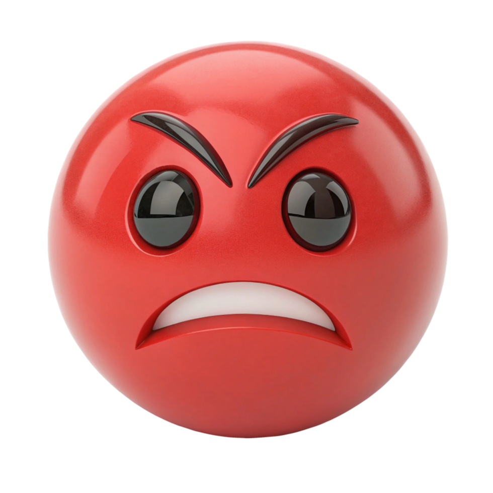 Angry Red Emoticon 3D Rendering Illustration Graphic Design png